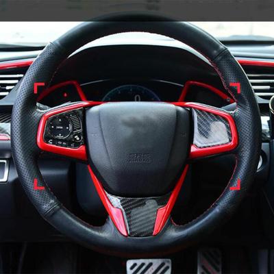 Красная декоративная накладка на руль из АБС-пластика, наклейка для Honda Civic 2016-2019
