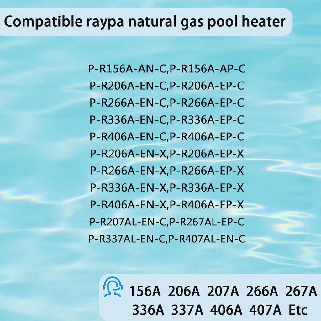 009577F Raypak Temperature Sensor, Compatible with Raypak Heaters 206A, 207A, 266A, 267A, 336A, 337A, 406A, 407A, 3 Wire NTC 100K, Raypack 009577F