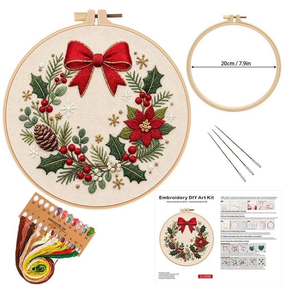 Santa Claus Christmas Embroidery Kit Handmade DIY Embroidery Kit Cross Stitch Set Indoor