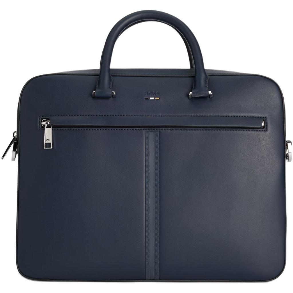 Hugo Boss Textured Decor Synthetic Leather Tote Briefcase Unisex bags Dark-Blue 50540308