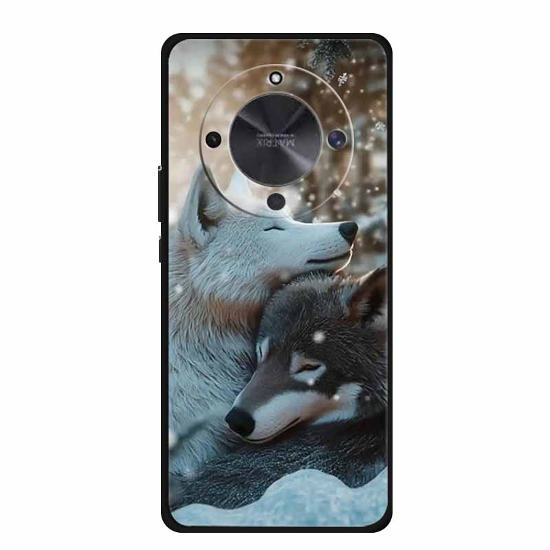 Чехол для телефона для Honor X70 5G 2025 Чехол X 70 Coque Цветы Черный Силикон Мягкая Задняя крышка для Honor X70 Чехлы HonorX70 Funda 6.79"