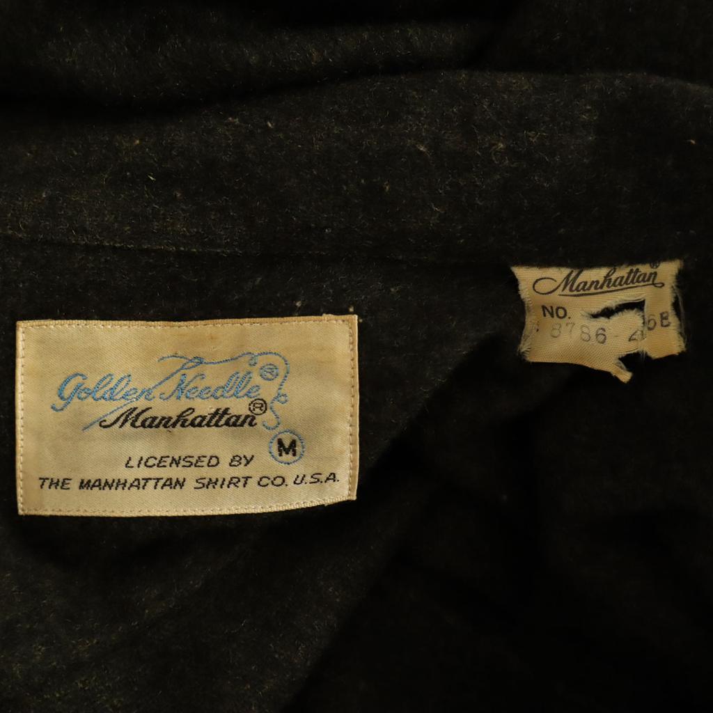Golden Needle Манхэттен 60-е Винтаж рубашка с открытым воротником Длинный рукав Рубашка с открытым воротником Мужская Б/У