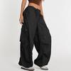 Women Cargo Pants Adjustable Drawstring Wide Leg Summer Trousers with Multi Pockets
