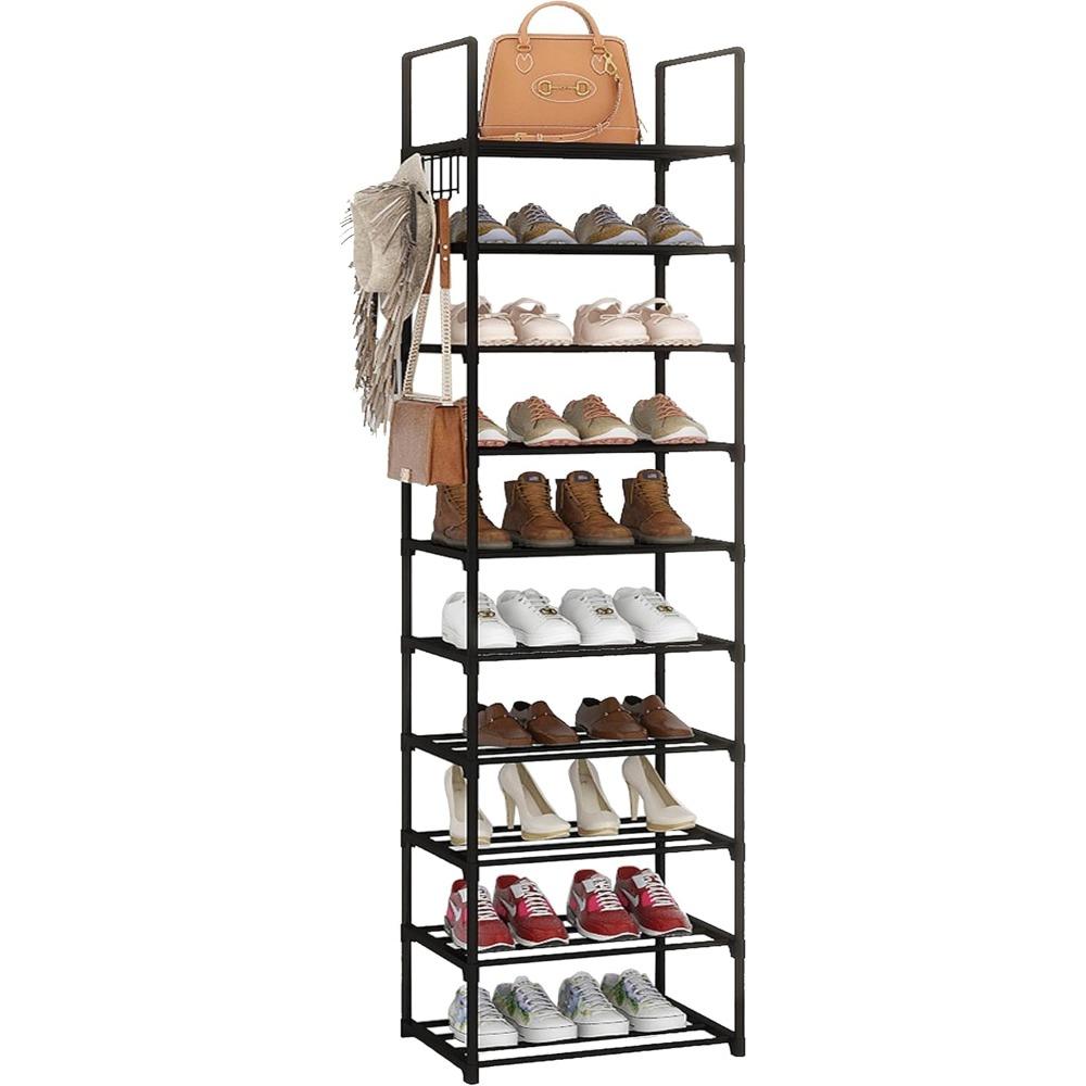 10-ярусная полка для обуви на 20-25 пар, органайзер для обуви, прочная узкая полка для обуви, экономящая место, держатель для высокой полки для хранения обуви, шкафы в прихожей