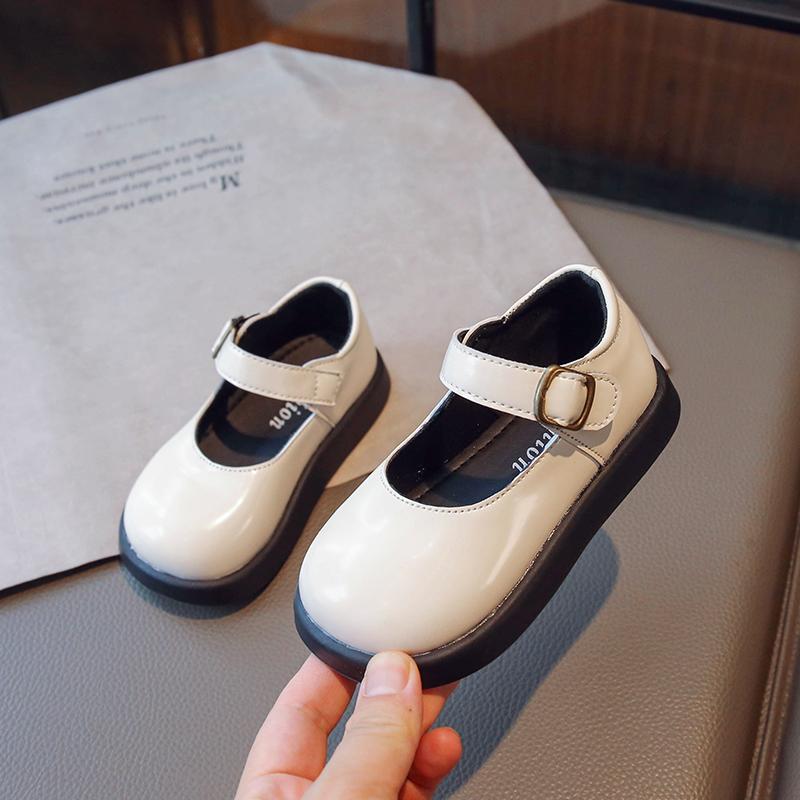 Детская мода Девочки Кожаные туфли Черные Универсальные Мягкие С круглым носком Толстая подошва Школьная форма Обувь Дропшиппинг Детская Повседневная