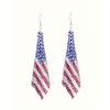 1 Pair Retro Creative Red White Blue Net Fabric USA Flag Design Dangle Earrings For Women, Suitable For 4th Of July Party, Gift-Giving, Everyday Wear