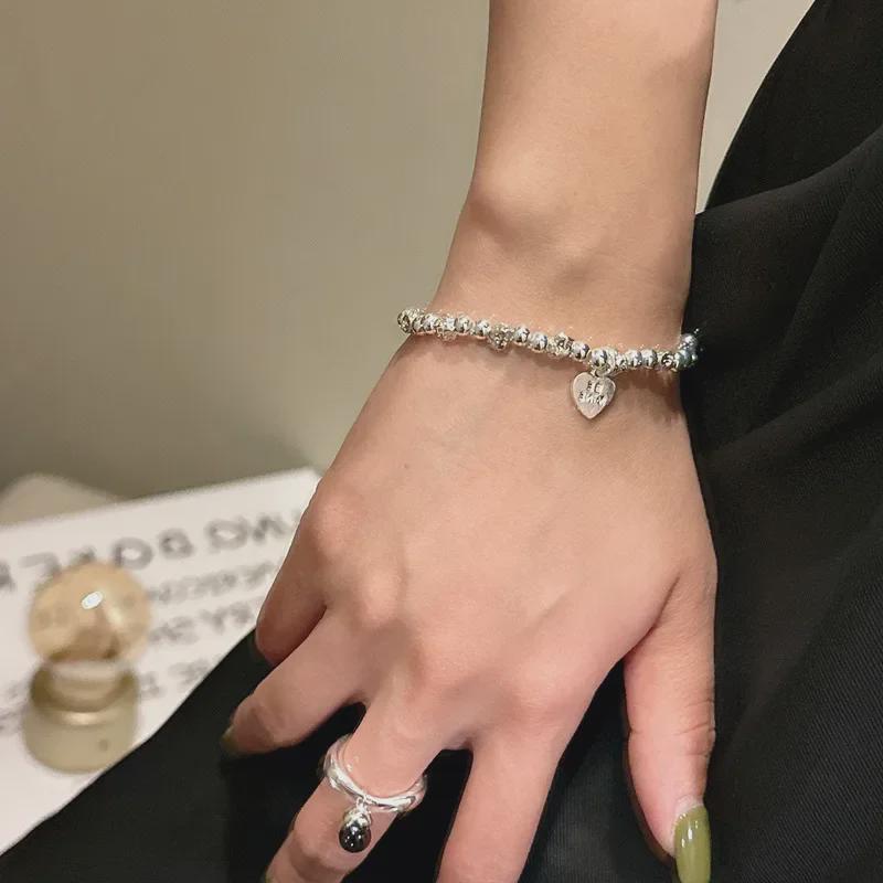 Эластичный браслет из стерлингового серебра 925 пробы с геометрическим узором и текстурой