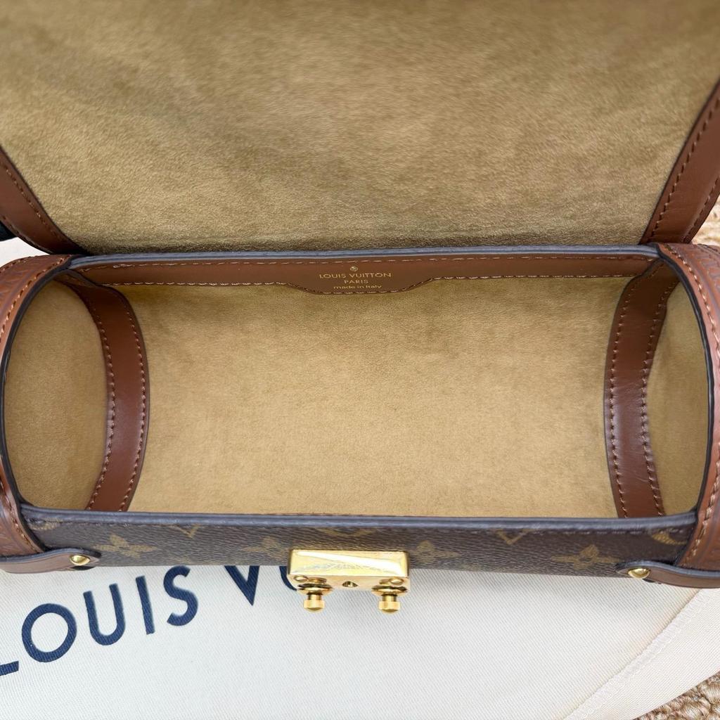 [Pre-Owned] Papillon Trunk Monogram Chain S-Lock Closure Coated Canvas With Leather Trim Shoulder Bag - Excellent #1NXJG26
