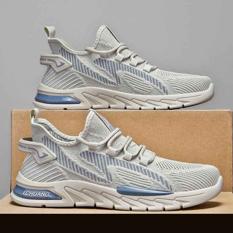 Весна 2025 Новая Мода Универсальная Повседневная Сетка Летающее Плетение Мужская Обувь Дышащая Тренд Мягкая Подошва Легкая Спортивная Тренд Обувь