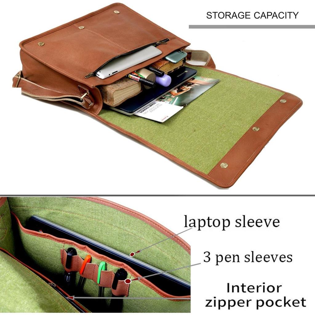 18-дюймовая кожаная сумка-мессенджер с клапаном ручной работы, сумка для ноутбука, сумка-портфель, мягкая сумка-мессенджер, коричневая (коричневый)