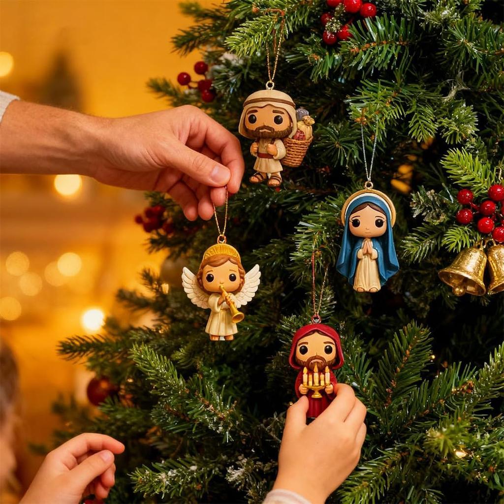 Jesus Advent Calendar 2025, Advent Of Jesus 2025 Advent Calendar with 24 Different 2D Flat Acrylic Jesu Figurines for Christmas Tree Ornaments