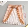 2 Pcs Womens Server Half Apron with Pockets, Floral Print Vintage Waist Apron Ruffle, for Cooking, Painting, Kitchen Baking, Service, Pink and Green