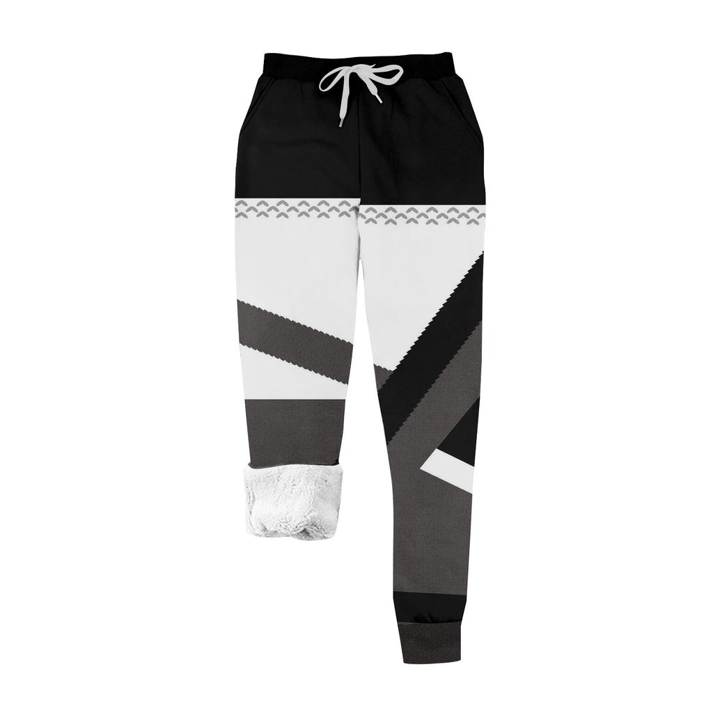 Женские повседневные модные домашние плюшевые спортивные штаны с рождественским принтом