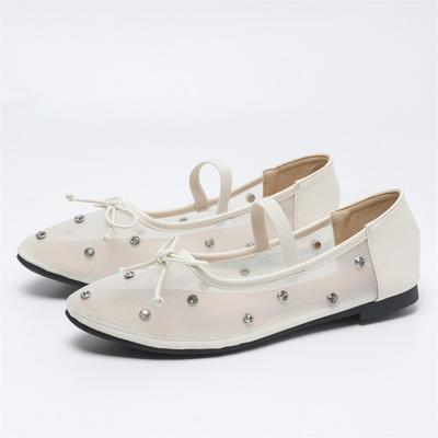 Женские балетки с кристаллами, сетчатая обувь на плоской подошве, повседневные прогулочные лоферы, эспадрильи, женская танцевальная обувь с эластичной лентой