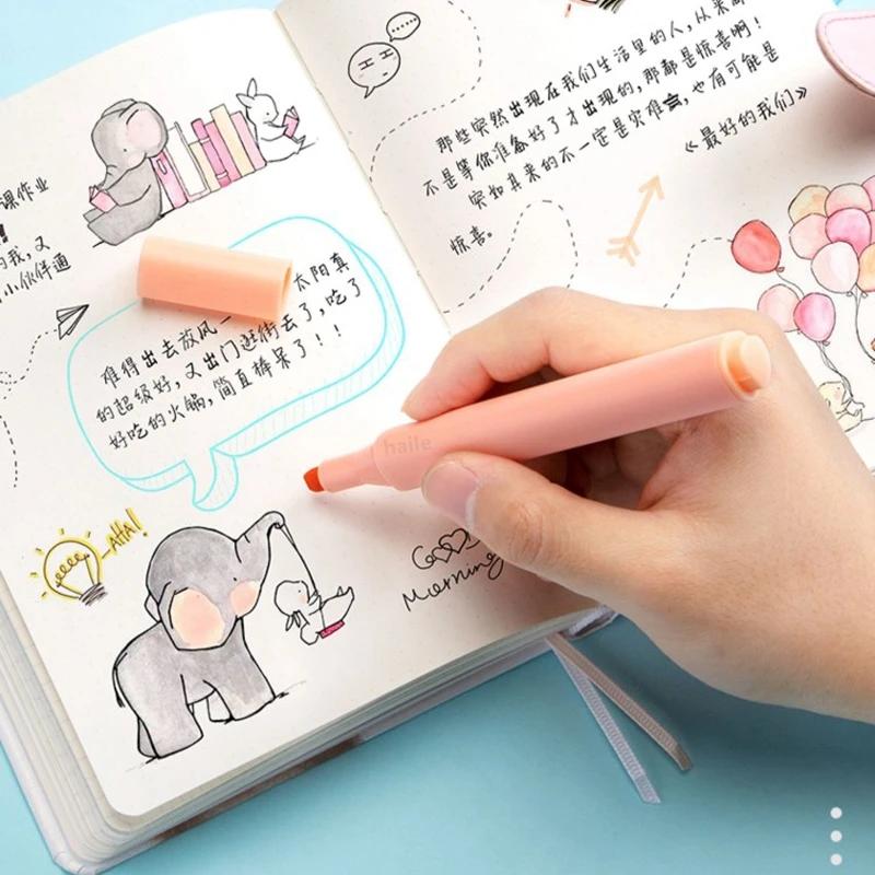 8 шт., маркер серии Macaron, художественные маркеры, пастельные флуоресцентные ручки, граффити, рисование, школьные и офисные канцелярские принадлежности