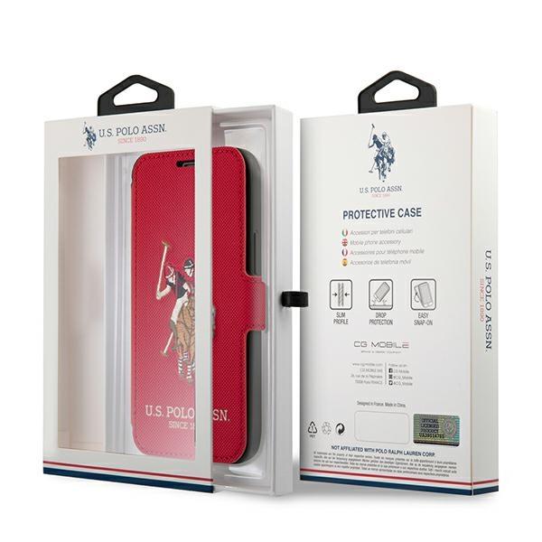 Etui z klapką do iPhone 12 US Polo Polo Embroidery Collection Czerwone