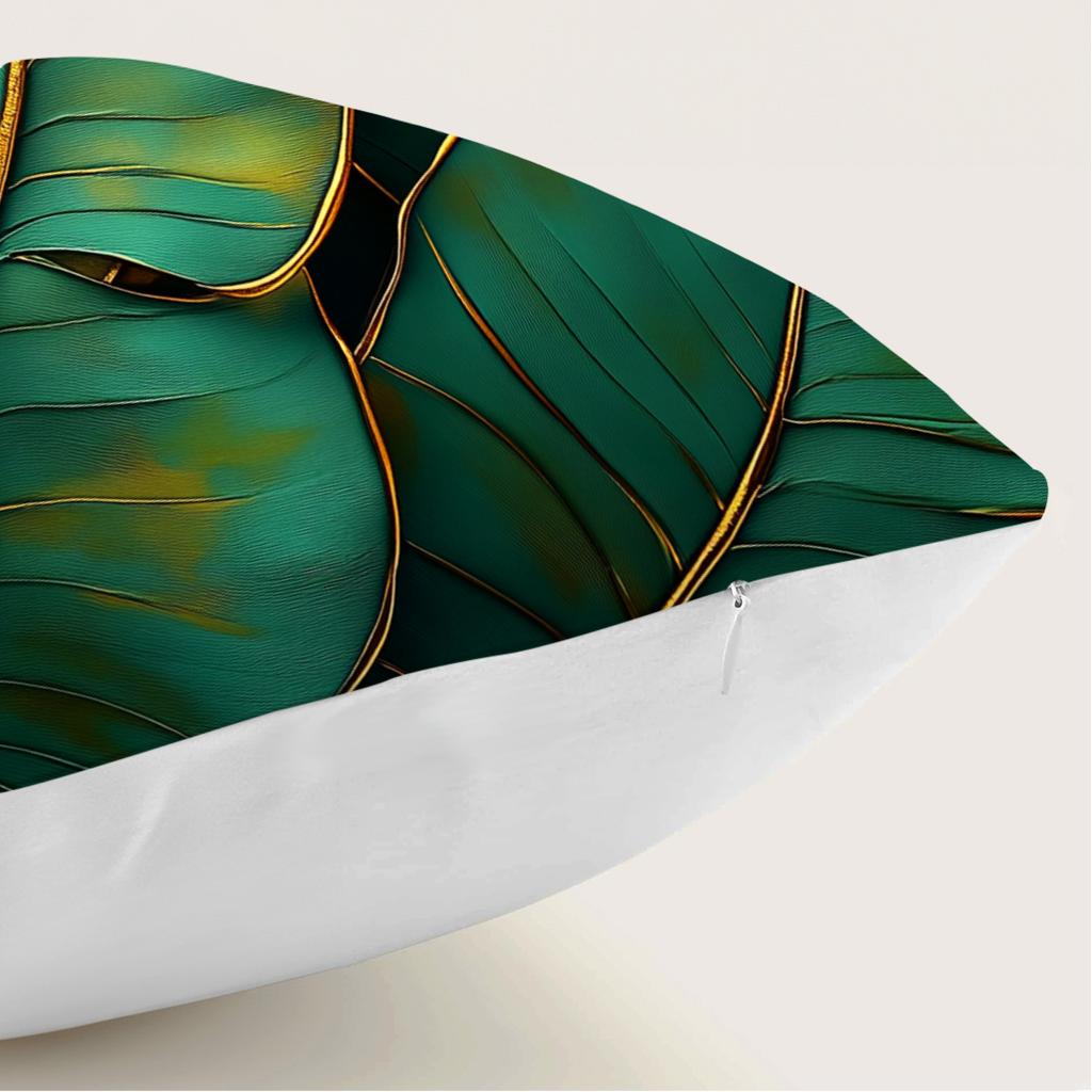 1Pcs Green Leaves Pillowcase Square Bedroom Cushion Covers Zipper Chair Living Soft Comfortable Home Decor 45X45Cm