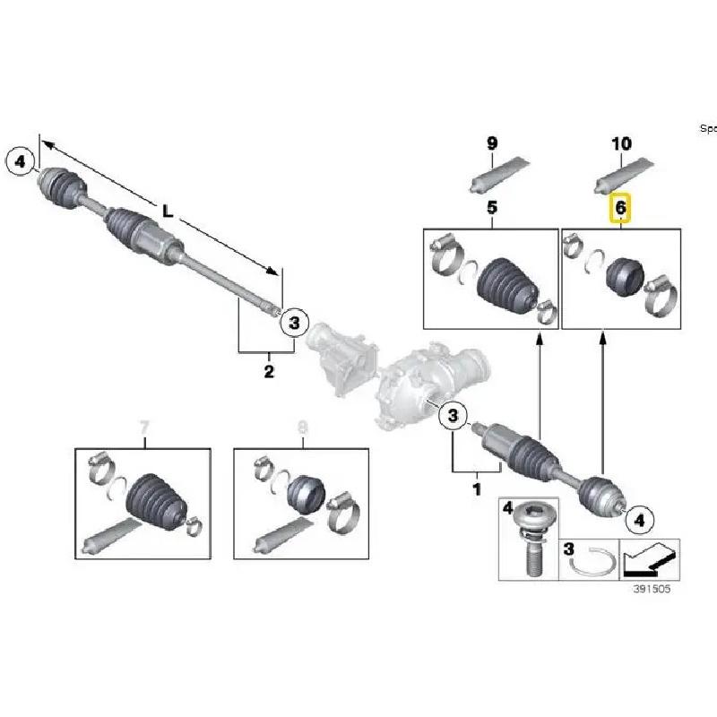 1 шт. Комплект пыльника наружного ШРУСа передней оси для BMW X5 F15 X6 F16 31607608096