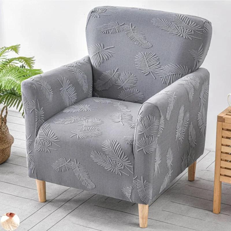 Flowers Club Armchair Cover Stretch Square Arm Back Tub Slipcover Single Small Chair Seater Sofa Cover for Home Club Bar