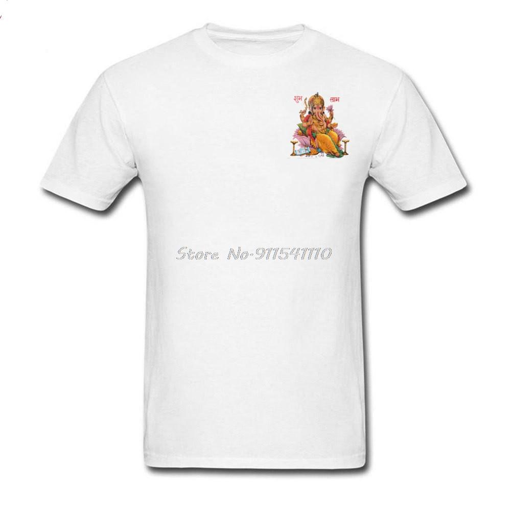 Футболка с принтом Шивы Ганеши Мужская Белая Футболка Бог Слон на Взрослой Одежде Индивидуальная Невыцветающая Хлопковая Футболка С Круглым Вырезом Топы Футболки