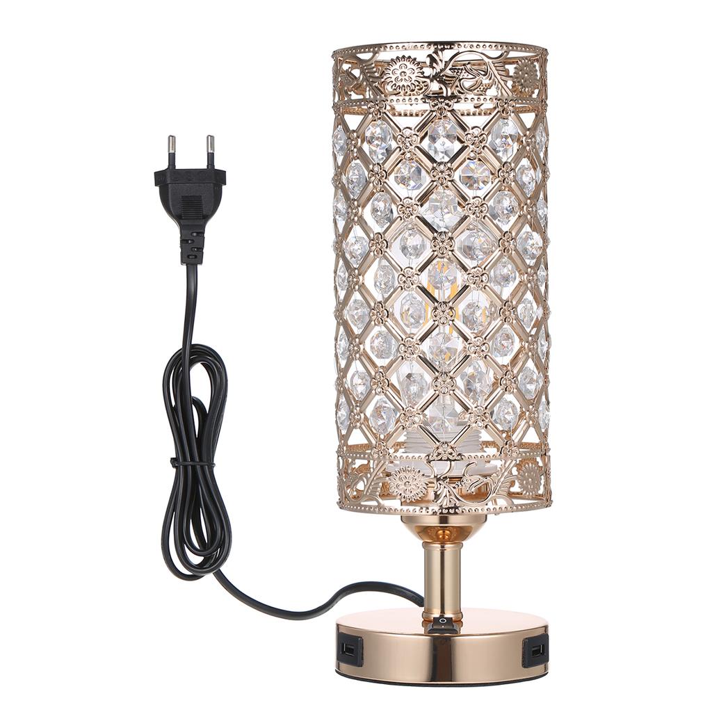 Tomshine Хрустальная прикроватная настольная лампа, декоративный настольный светильник с двумя USB-портами для зарядки, современный