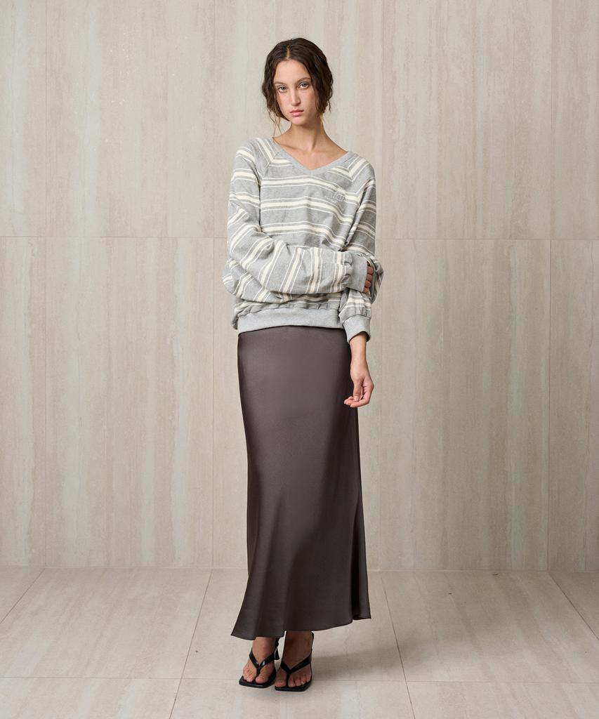 RE RHEE Striped Knit Pullover Gray