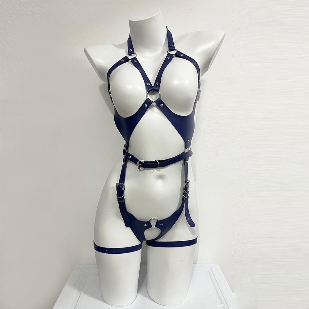 Сексуальный Женский Кожаный Комплект Поясов-Сбруи для Bdsm Фетиш Одежда Аксессуары для Бондажа Гот Нижнее Белье Колготки