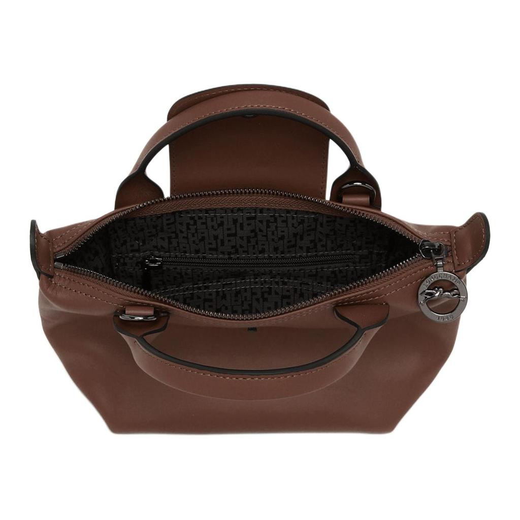 Longchamp Le Pliage Xtra Logo Print Leather Mini Shoulder Crossbody Bag Women bags Mocha 1500987002