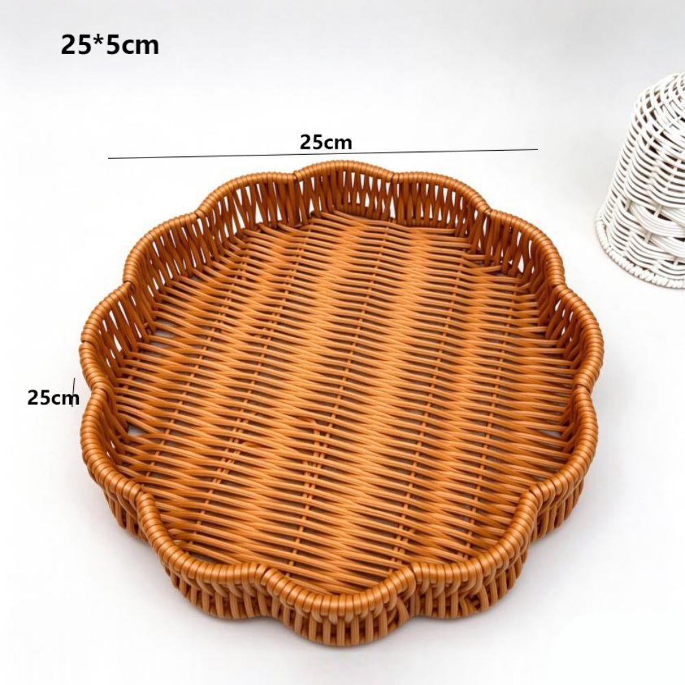 Handwoven Bread Fruit Vegetables Basket Hardness Rattan Basket Restaurant Serving Tabletop Display