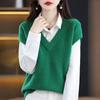 Весна Осень Зима Вязаный жилет Женский V-образный вырез Однотонный топ Свободный Повседневный Пуловер Джемпер Без рукавов Тед Летучая мышь Рубашка Все-сочетание Харадзюку Для работы