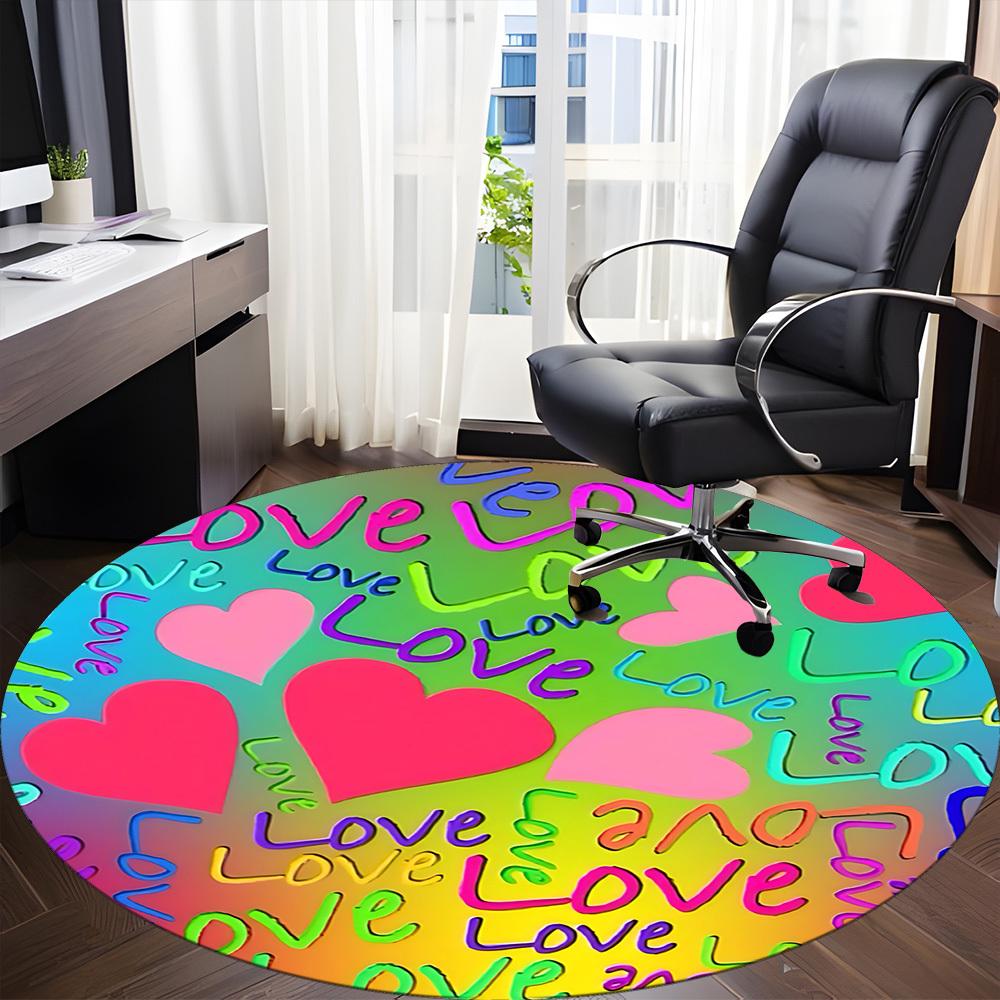 1pc Love Hearts Chair Carpet for Office Machine Washable Rug for Office, Good Gift for Family or Friends yy251225243