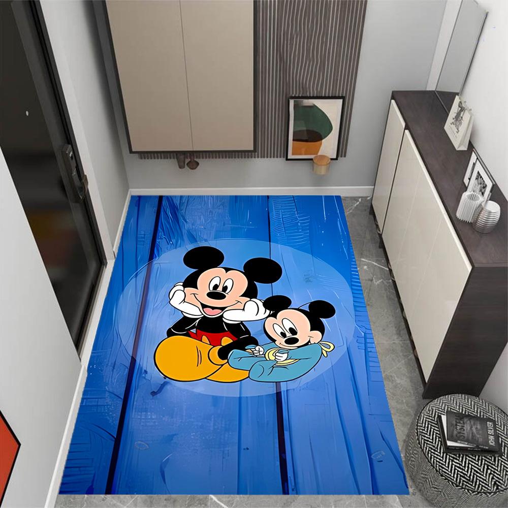 Mickey Mouse In Starry Night Disney Cartoon Theme Anti-Slip Rug - Polyester, Home Decor, Suitable for Bedrooms, Living Rooms, Doorways, and Studios