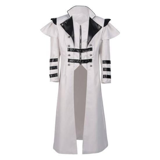 Мужское пальто в стиле ретро, ​​средневековая королевская готика, стимпанк, косплей, соответствующий цвет, с лацканами, с длинным рукавом, сценический костюм, куртка с разрезом на Хэллоуин