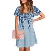 Women's Casual And Fashionable V-neck Short Sleeve Printing Mid Length Dress