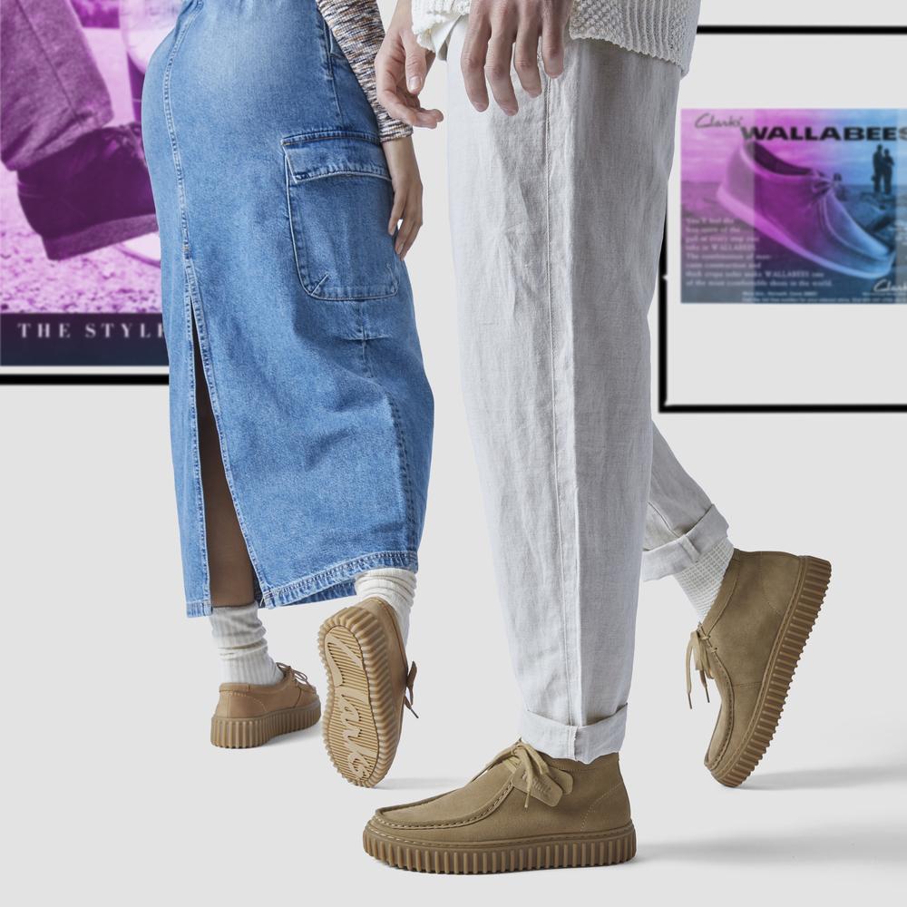 Clarks Двухслойная Коровья Кожа Амортизирующие Модные Ретро Трендовые Удобные Короткие Сапоги Мужские сапоги Желтые 261736637