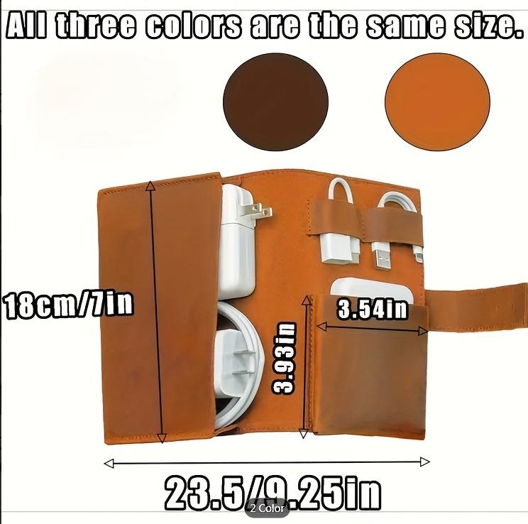PU Leather Travel Electronic Storage Bag Portable Travel Essentials Data Line Storage Pouch for Power Banks & Accessories Gifts