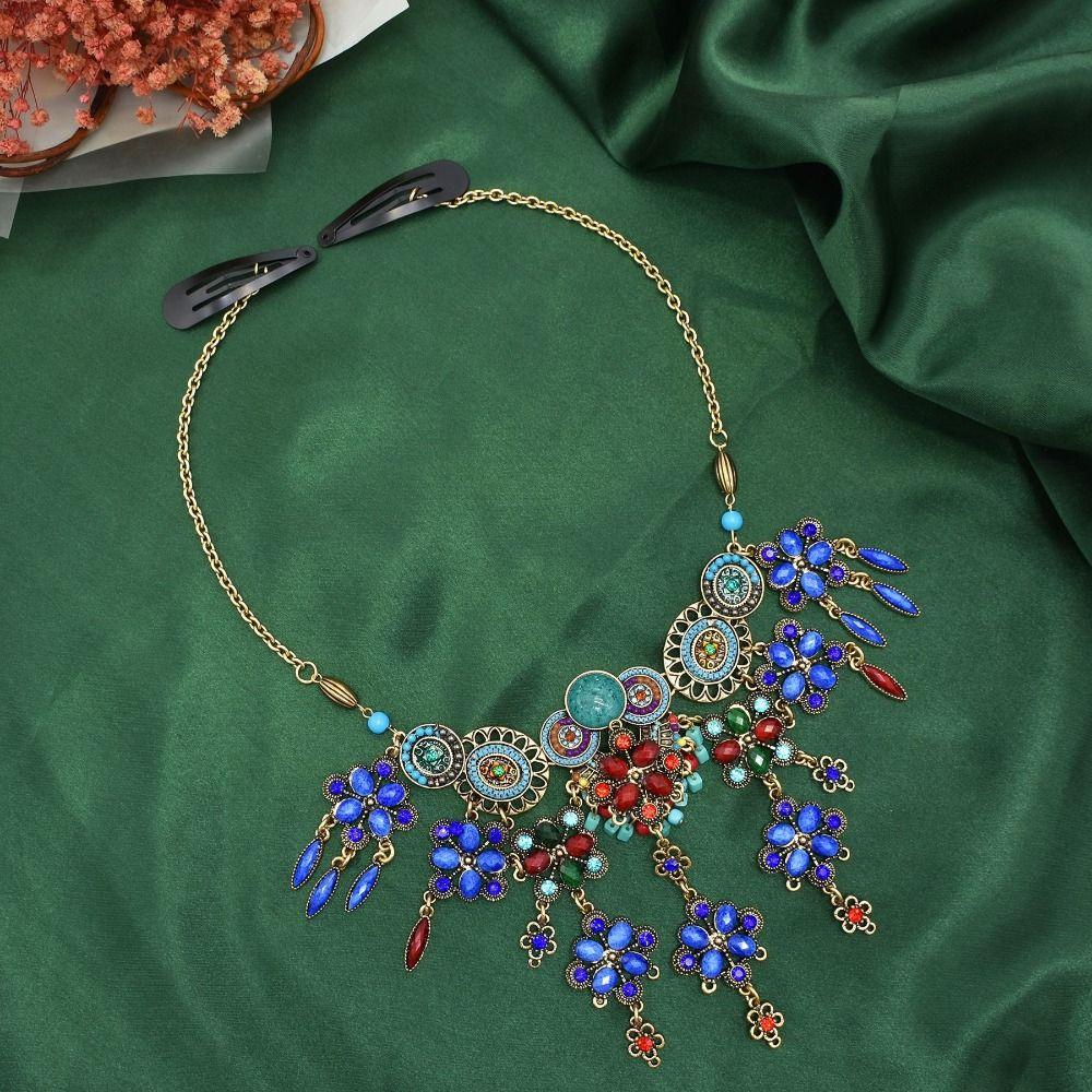 Ethnic Style Bohemia Hair Chain Tassel Women Head Chain Ethnic Style Forehead Chain Exotic Headbands Necklace