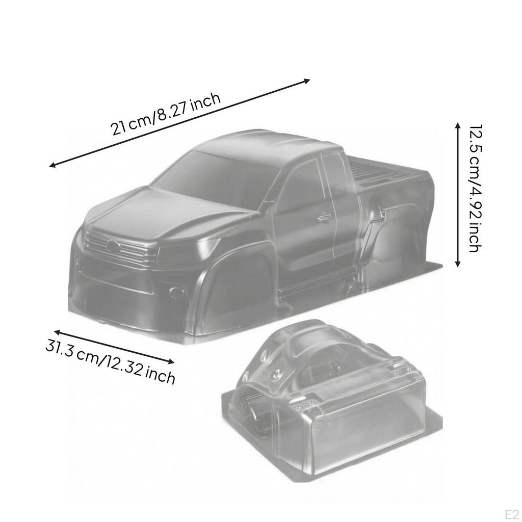 Clear RC Body with 313mm Wheelbase Separate Cab and Bed Transparent Toy Accessory for