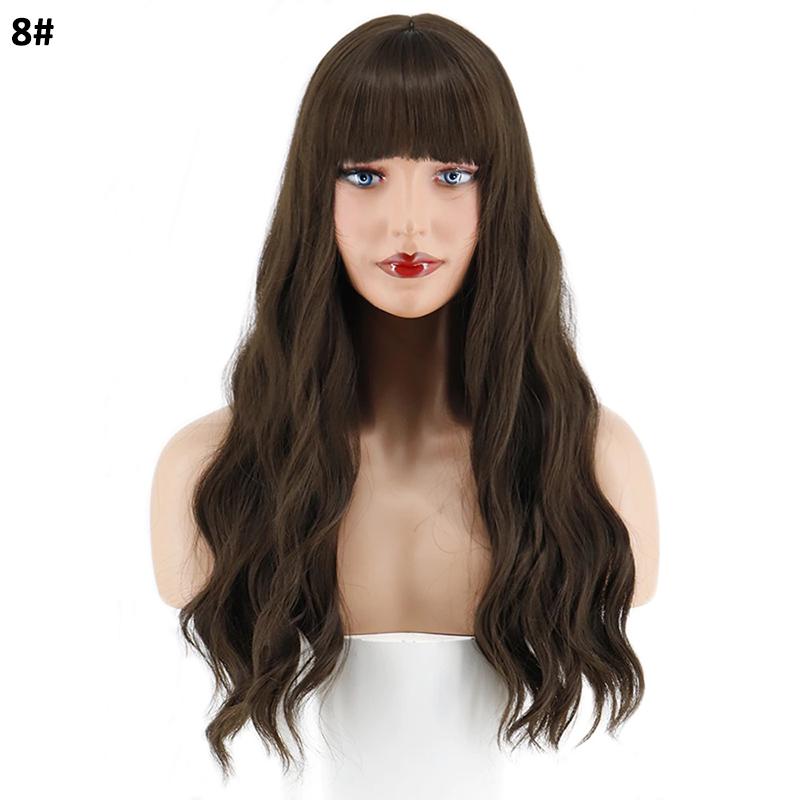 MERISIHAIR Женские длинные волнистые парики с тупой челкой, парики из синтетического высокотемпературного волокна, повседневные вечерние, для косплея