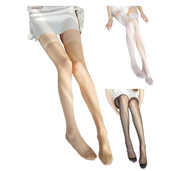 Чулки до бедра для женщин, прозрачные нейлоновые кружевные колготки, противоскользящие, выше колена, шелковистые чулки для повседневной носки в ночном клубе