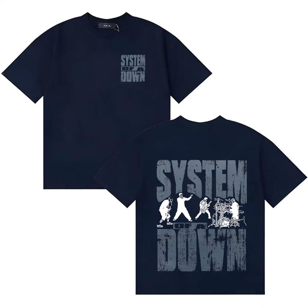2026 Эстетика System of A Down Музыкальная Свободная Хлопковая Футболка с Круглым Вырезом Комфортная С Коротким Рукавом Унисекс Летняя Мода Женская и Мужская Футболка