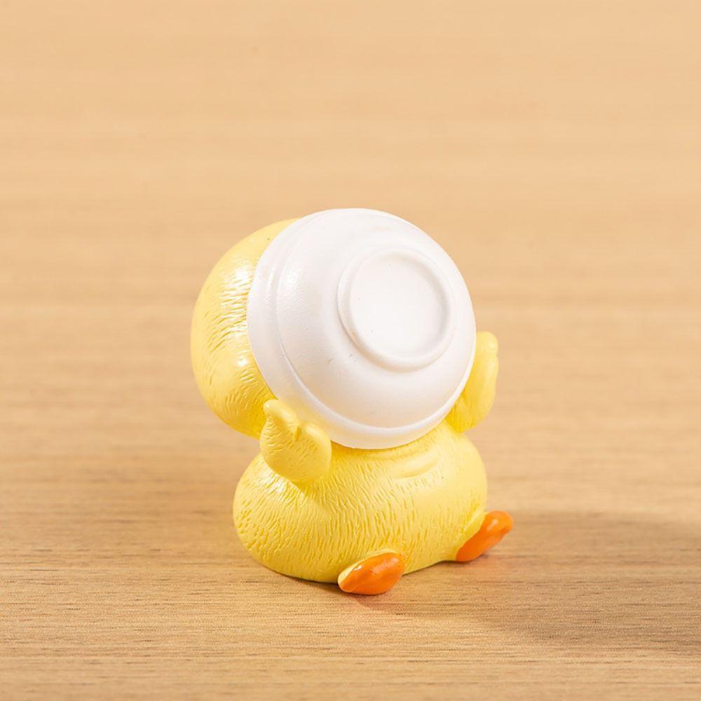 Resin Little Cooking Duck Statue Fairy Garden Desktop Knick-knacks Cartoon Yellow Duck Figurines