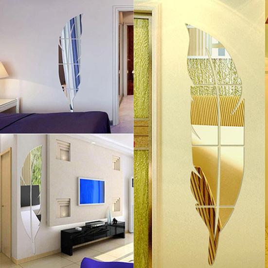 Современное съемное перо DIY акриловое зеркало стикер на стену украшение для дома и комнаты