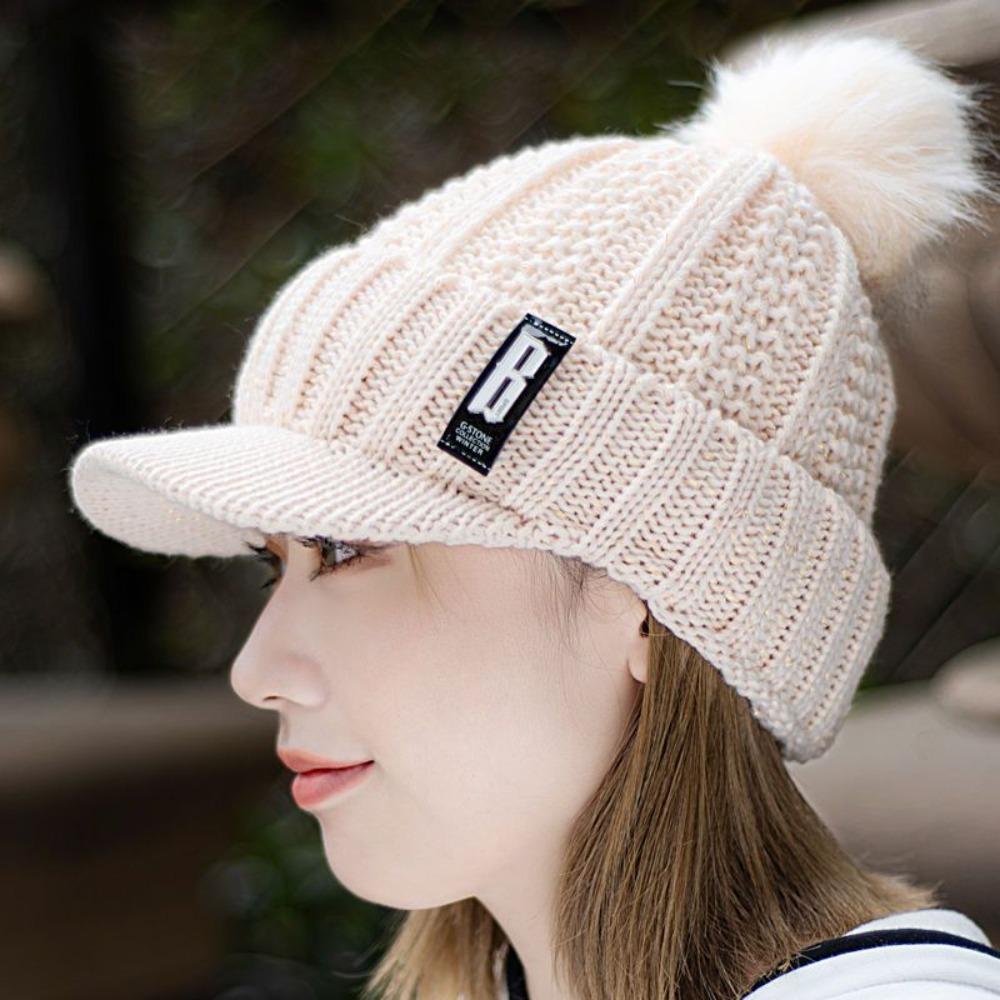 Keep Warm Knitted Hat Thickened Warm Visor Hat Fashion Winter Cap Women