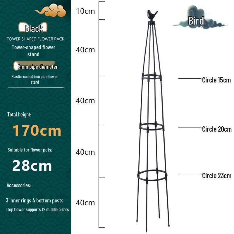 Tower Garden Bird Head Vine Trellis: Plastic-Coated Stake & Flower Support Stand for Outdoor Climbing Plants