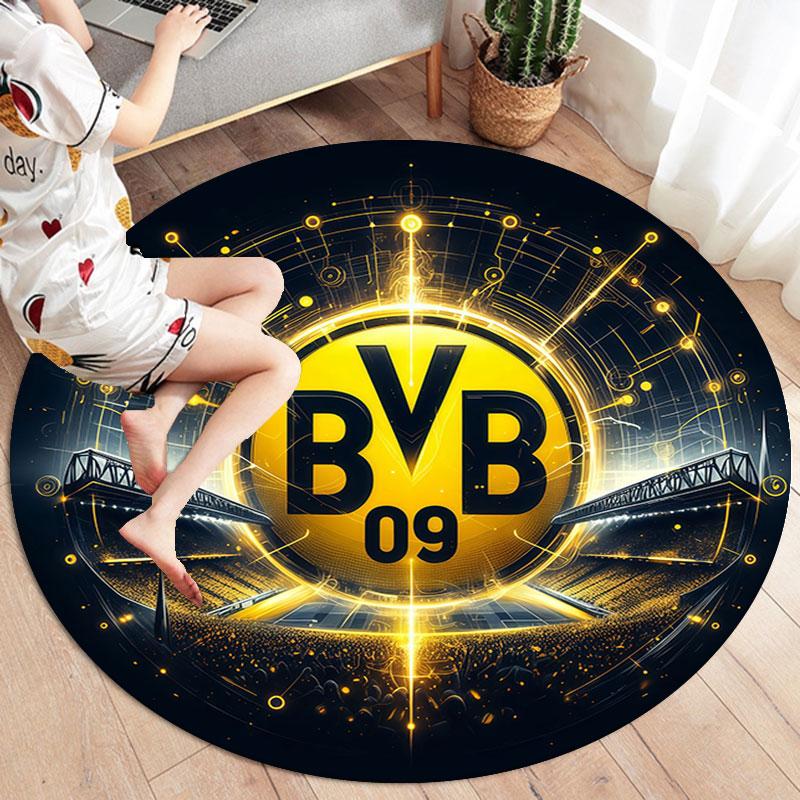 Borussia Round Area Rug,Carpet Rug for Living Room Bedroom Sofa Playroom Decor,Non-slip Floor Mat