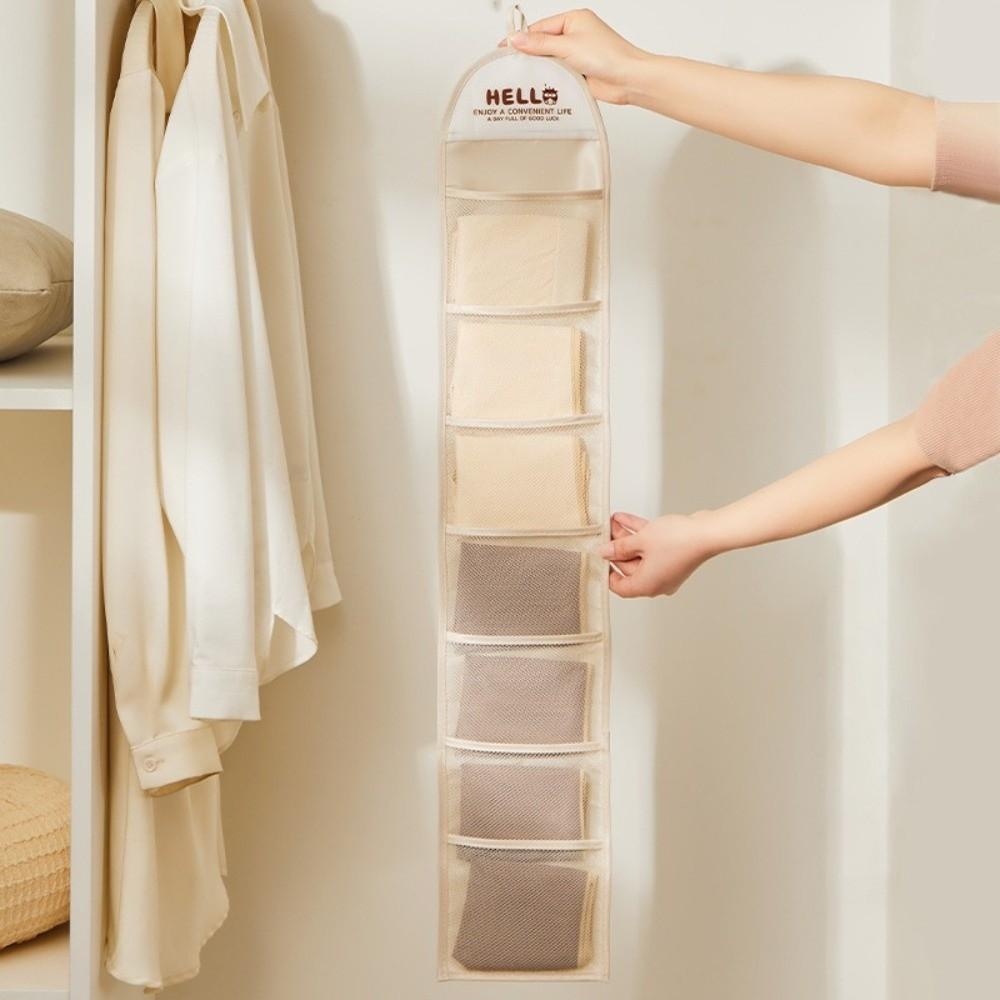 7 Grid Underwear Storage Bag Wall-mounted Hair Accessory Bag Space Saving Hanging Bag Organizer