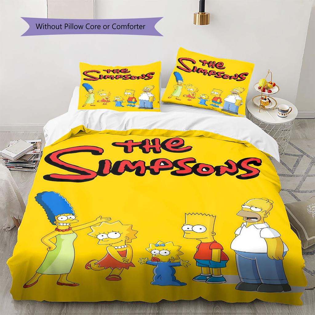 The Simpsons Poster Pattern Bedding Home Decoration Birthday Gift ( 1 duvet cover + 2 pillowcase, without core),fan merchandise.