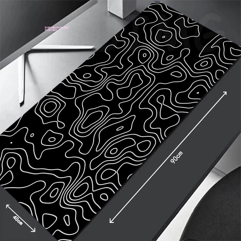 Коврики для мыши Черно-белая линия Игровые коврики для мыши 400x900 Большой коврик для мыши Геймерский коврик из натурального каучука Дизайн коврика для офисного стола В подарок