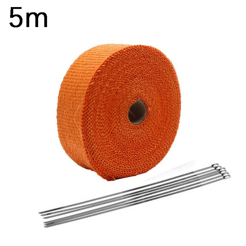 5M Roll Fiberglass Heat Shield Motorcycle Exhaust Thermal Tape Heat Wrap Resistant Downpipe For Motorcycle Car Accessories